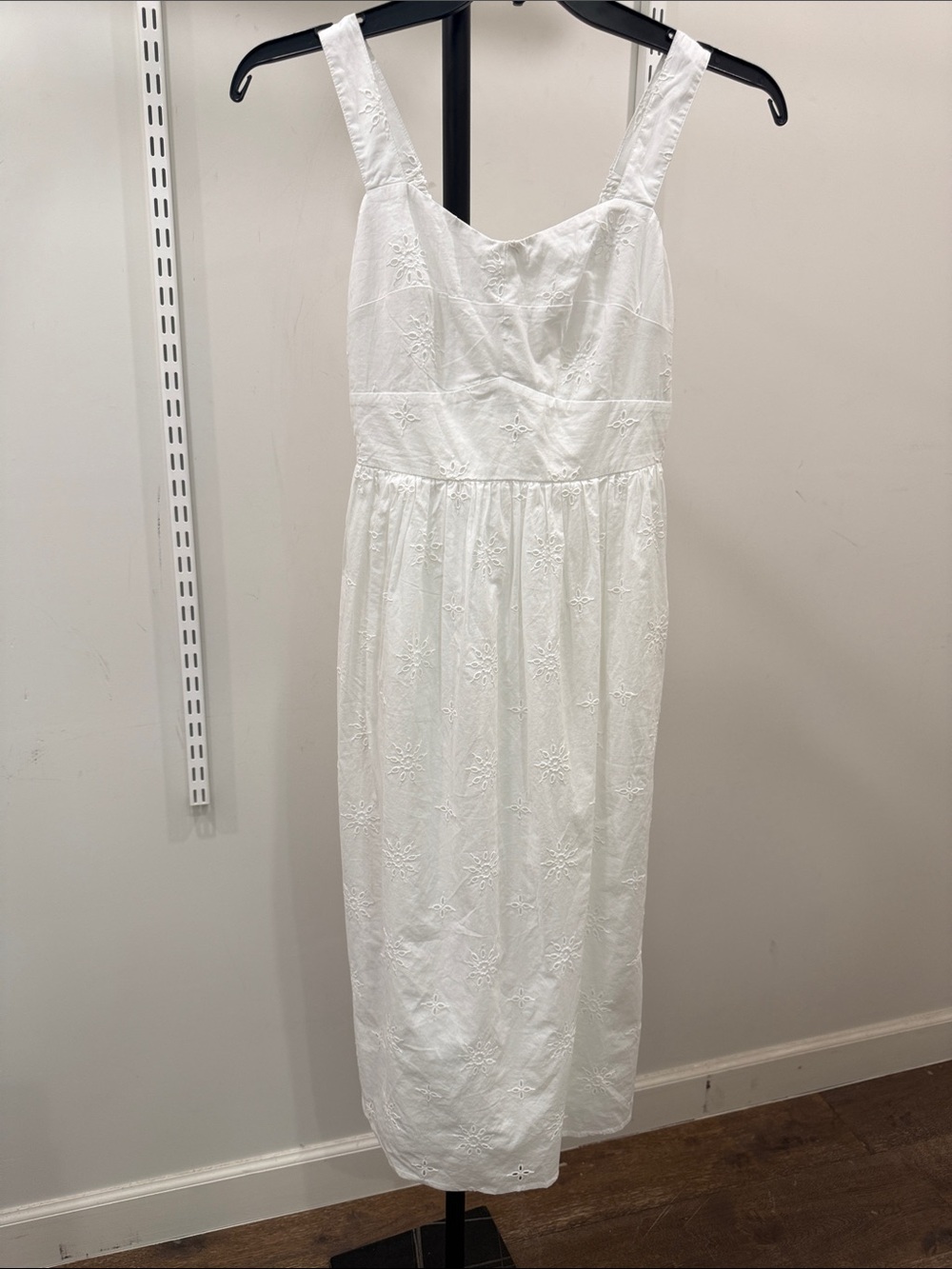 J. Crew White Embroidered Midi Dress